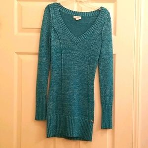 Guess Teal and Silver Full-Length Sweater